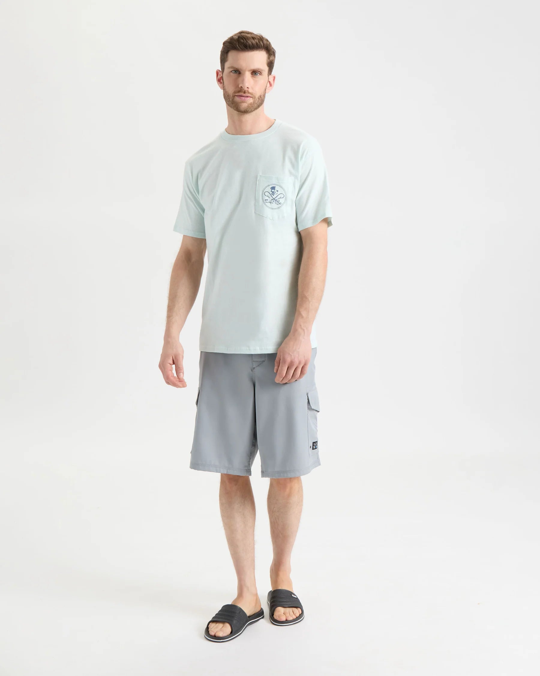 Salt Life Men's Skull and Hooks Pocket Tee Shirt- FRESH MINT - BeachToBlvd