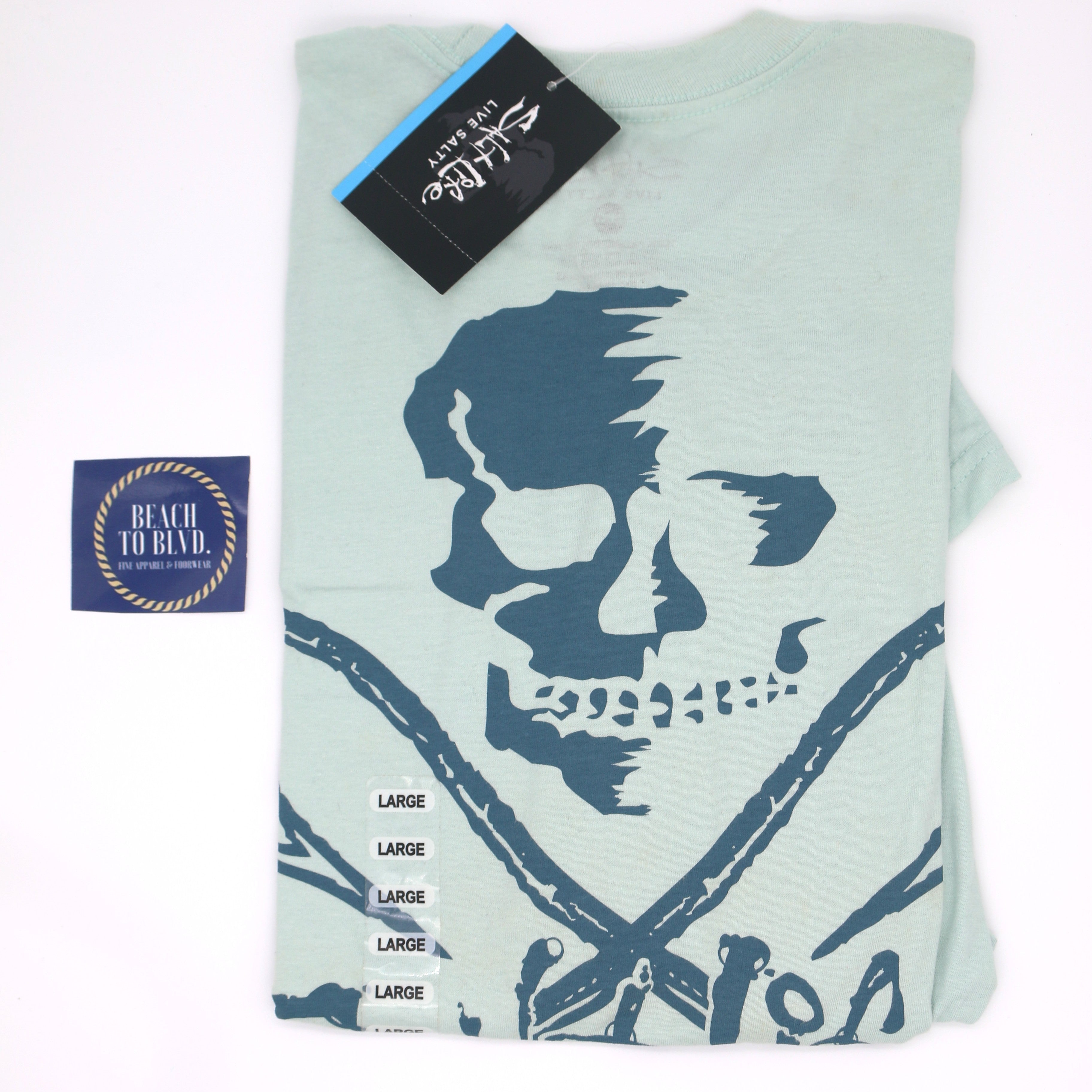 Salt Life Men's Skull and Hooks Pocket Tee Shirt- FRESH MINT - BeachToBlvd