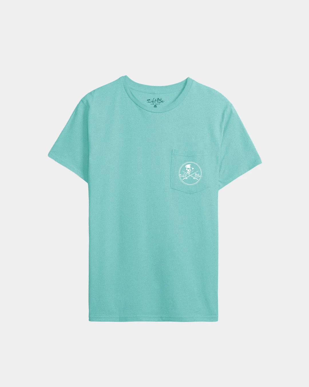 SALT LIFE Men's Skull and Poles Short Sleeve Tee- TEAL - BeachToBlvd
