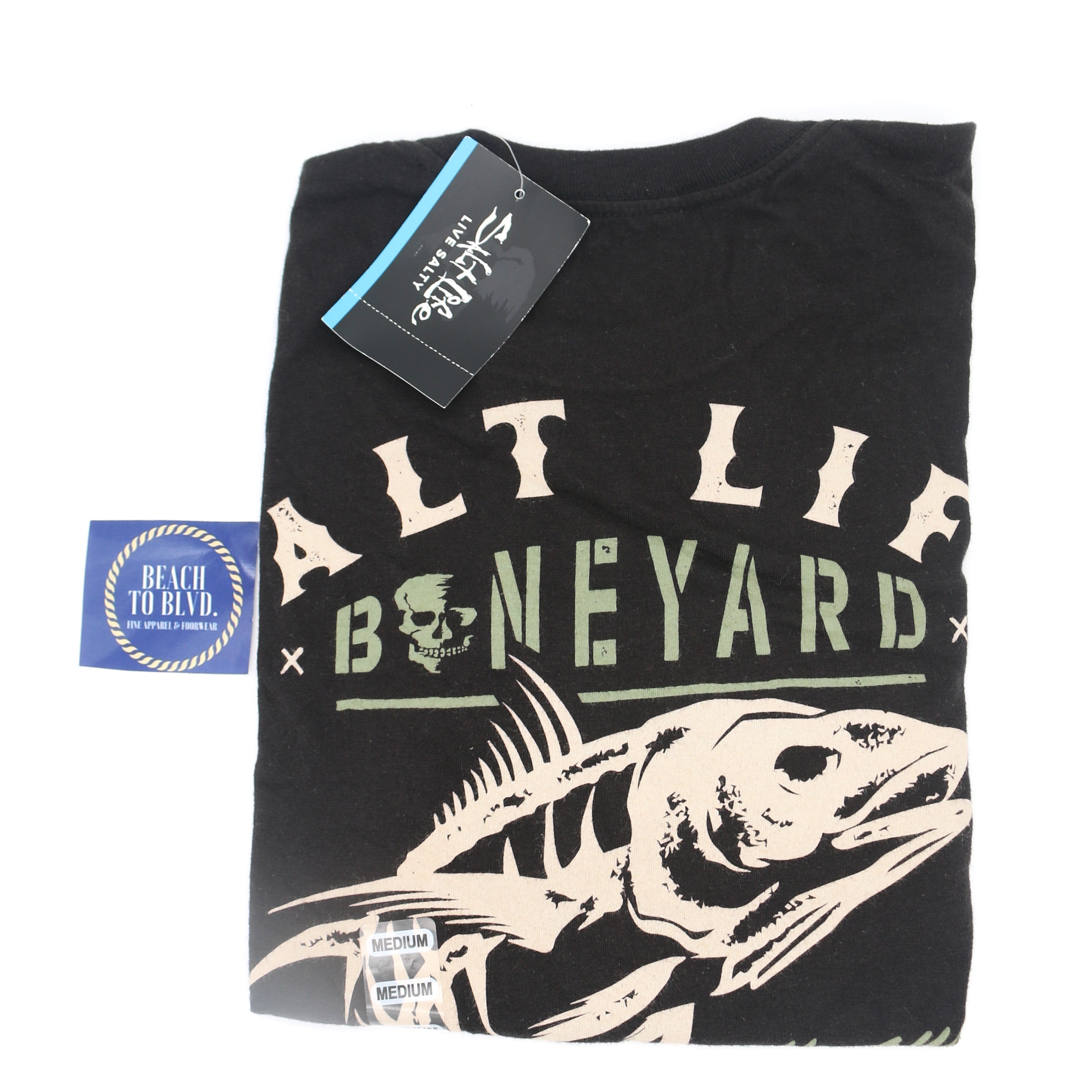 Salt Life Boneyard Short-Sleeve Pocket T-Shirt for Men- BLACK - BeachToBlvd
