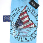SALT LIFE Men's Redfish Stars and Stripe Short Sleeve Tee- SKY BLUE - BeachToBlvd