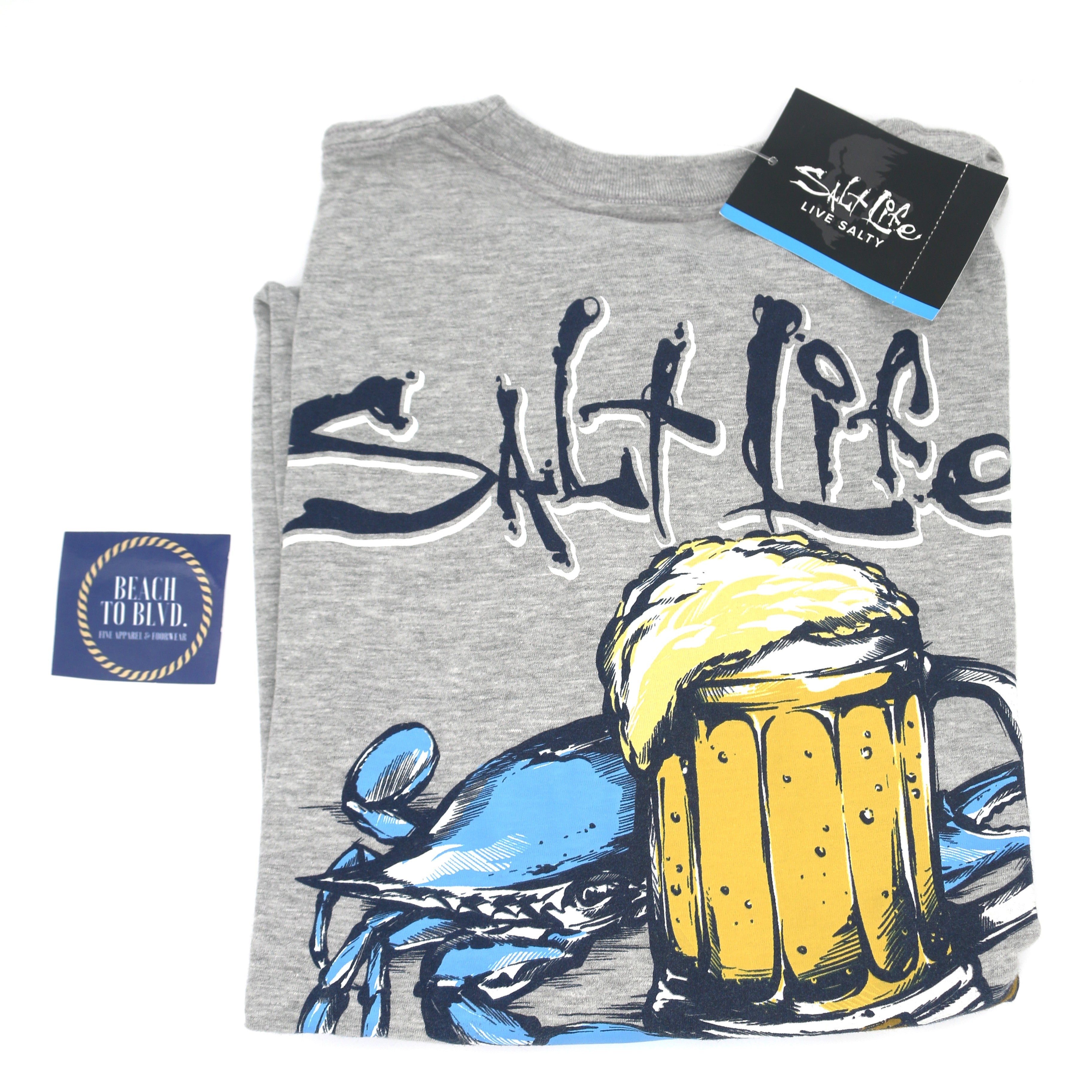SALT LIFE Bushel N Beer T-Shirt LIGHT GREY HEATHER - BeachToBlvd