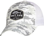 Salt Life Aqua Ambush Trucker Hat - White Camo SLM20376