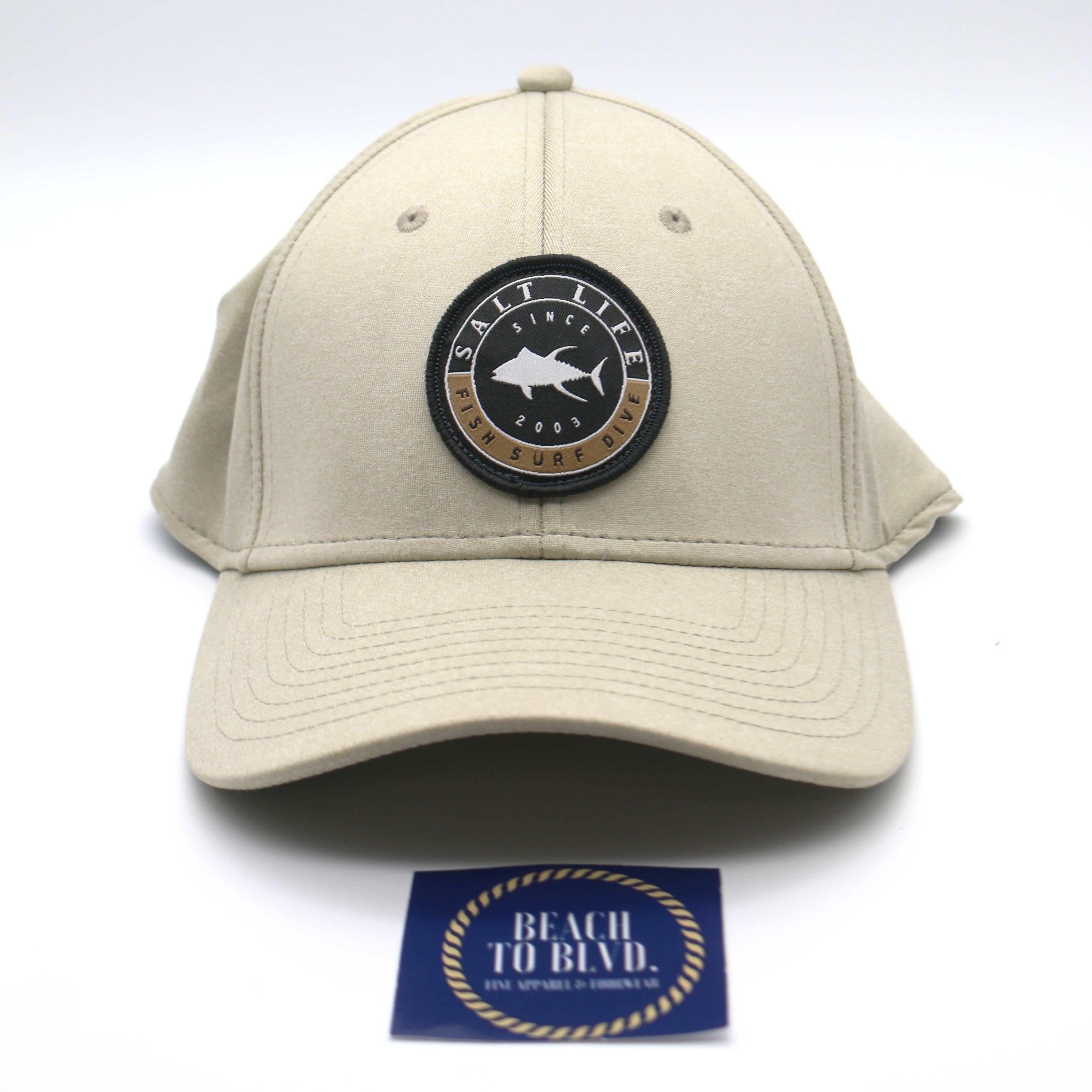 Salt Life Fish Surf Dive Stretch Fit Hat - SLM20213 Khaki