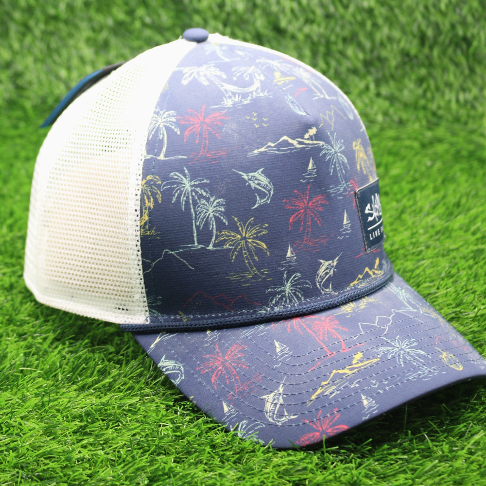 Salt Life Navy Palm Tree Island Trucker Hat - SLM20378