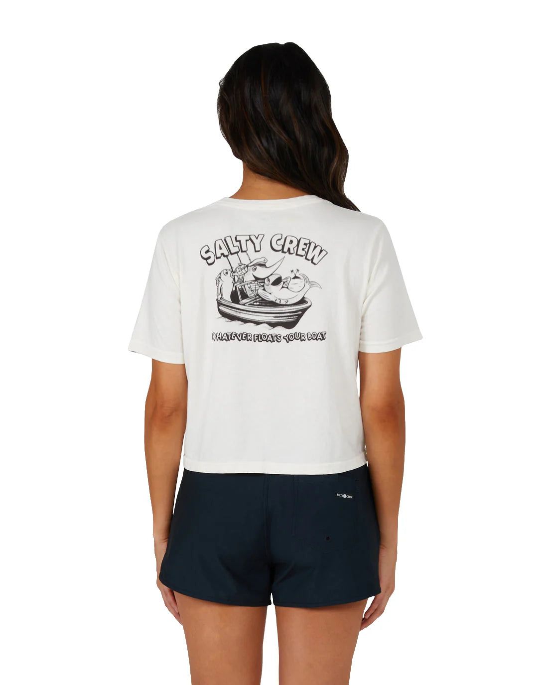 Salty Crew Floats Your Boat Women's Short Sleeve Crop T-Shirt - White - BeachToBlvd