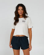 Salty Crew Floats Your Boat Women's Short Sleeve Crop T-Shirt - White - BeachToBlvd