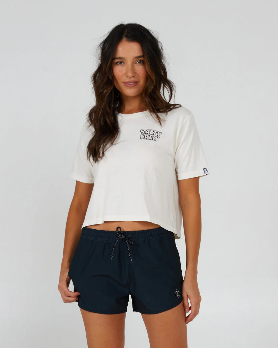 Salty Crew Floats Your Boat Women's Short Sleeve Crop T-Shirt - White