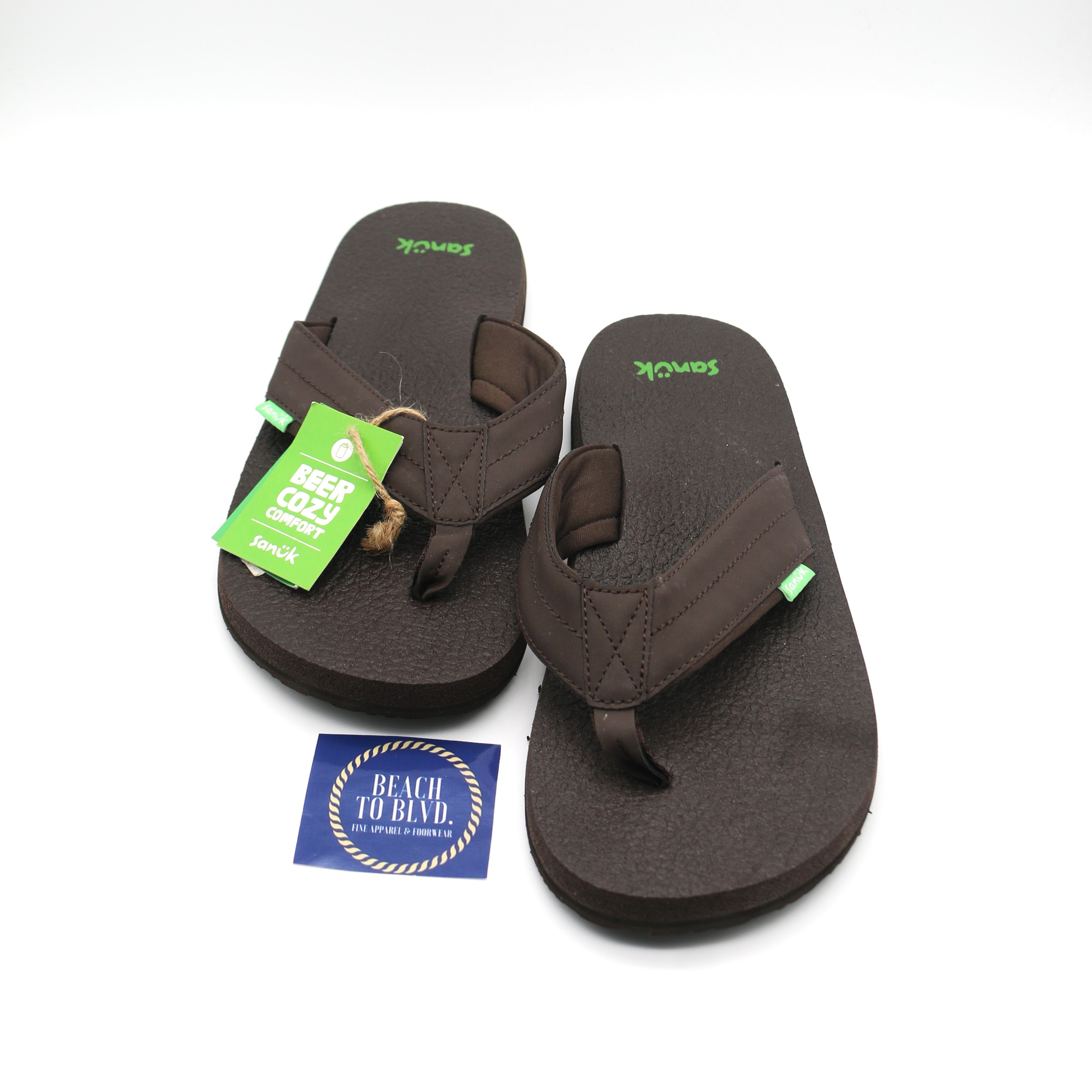 Sanuk Mens Beer Cozy 2 Sandals - Dark Brown - BeachToBlvd