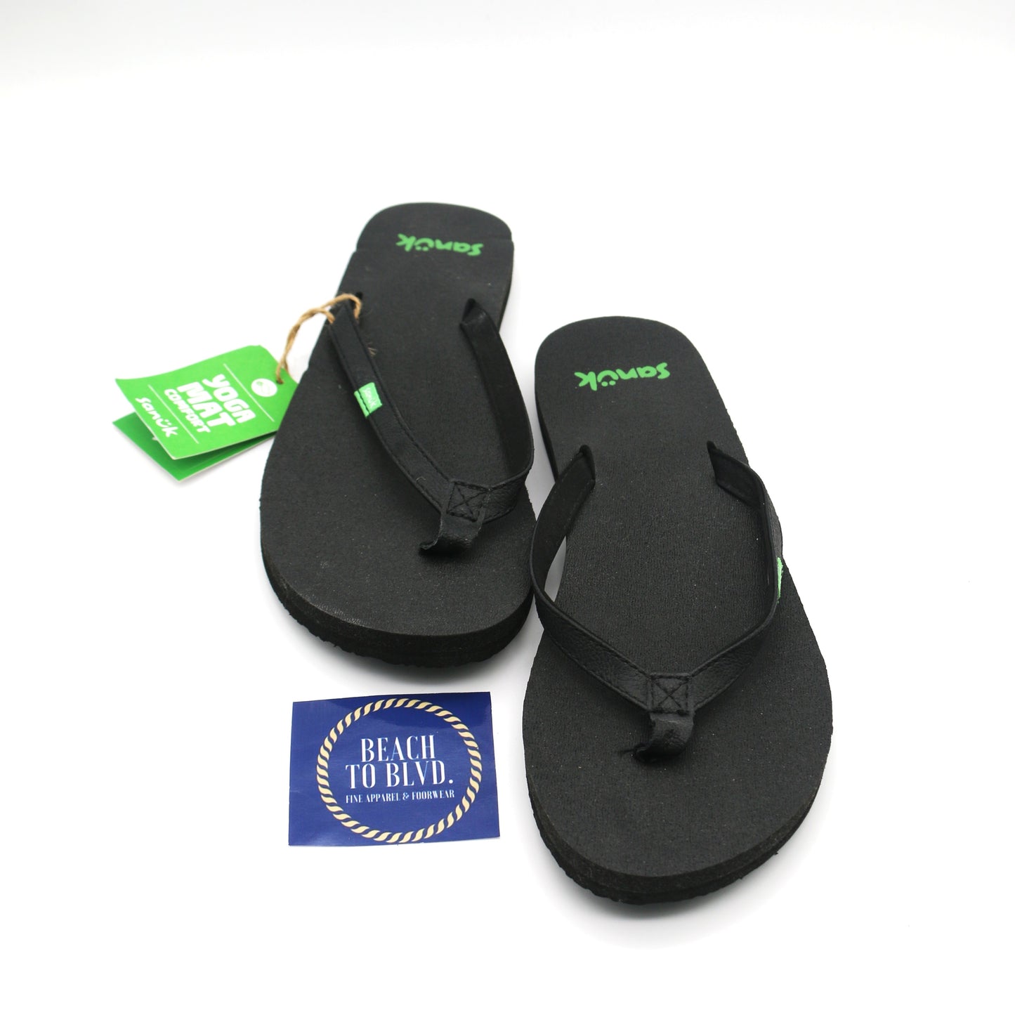 Sanuk Yoga Joy Womens Flip Flops- BLK - BeachToBlvd