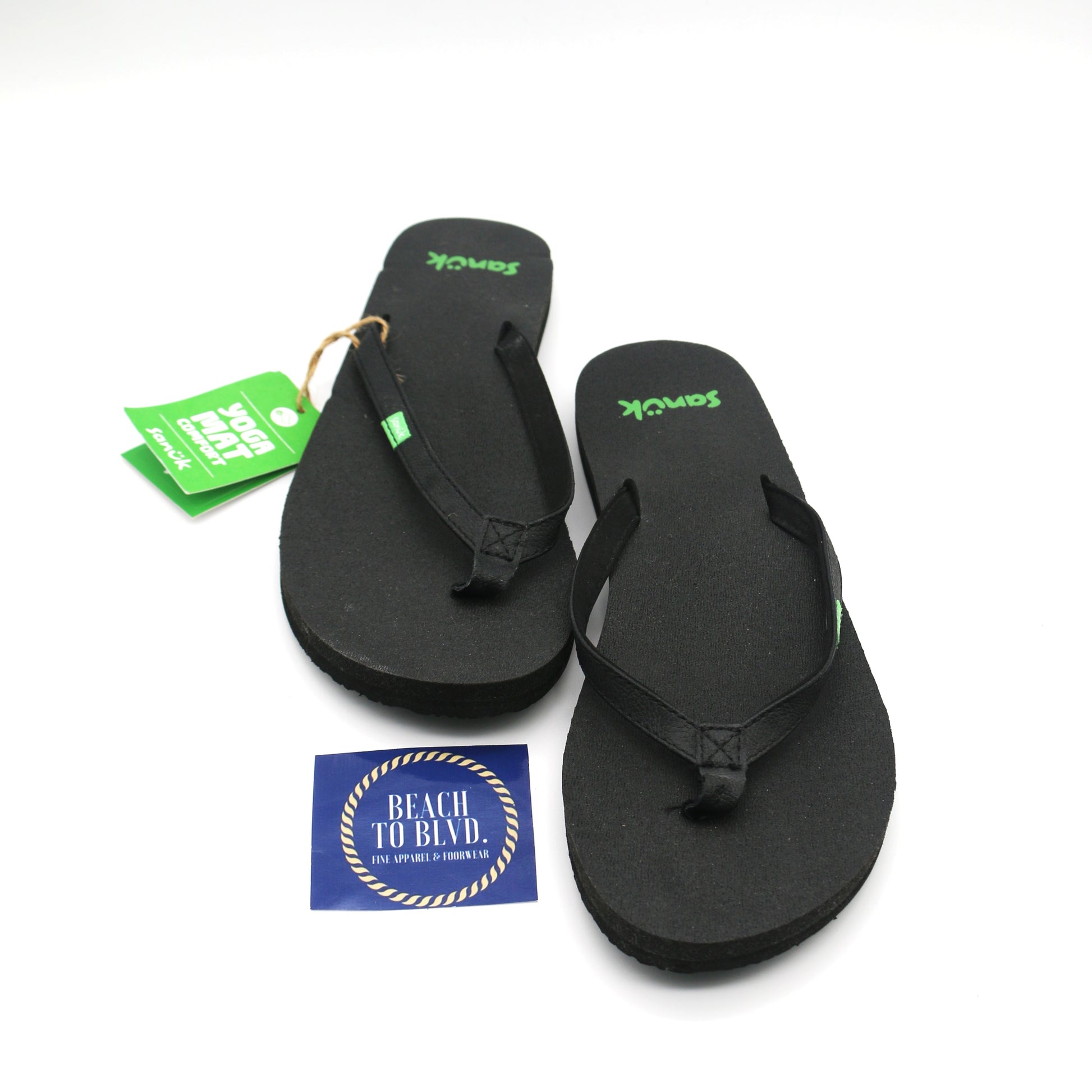 Sanuk Yoga Joy Womens Flip Flops- BLK - BeachToBlvd