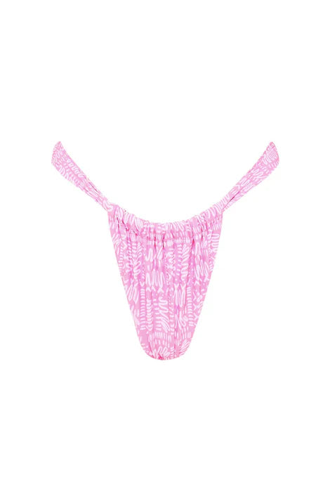 Kulani Kinis Ruched Thong Bikini Bottom- Strawberry Milkshake - BeachToBlvd