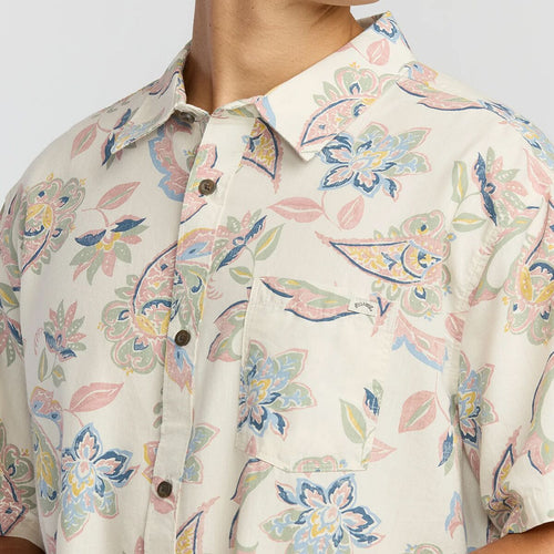 Billabong Men's Sundays Short Sleeve Button Up - Grey Floral Print