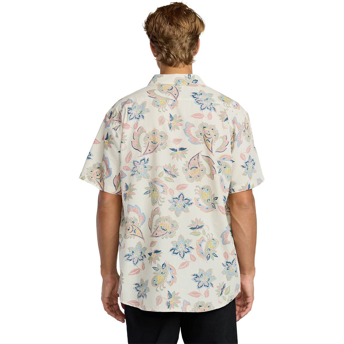 Billabong Men's Sundays Short Sleeve Button Up - Grey Floral Print