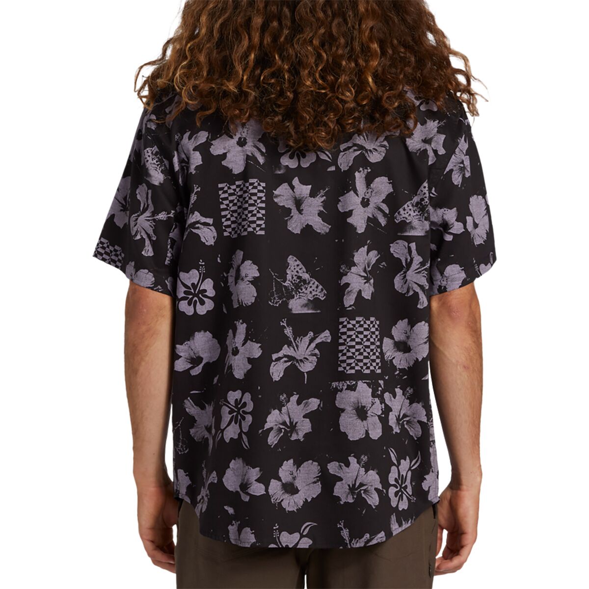 Billabong Men's Sundays Short Sleeve Button Up - Black/Purple