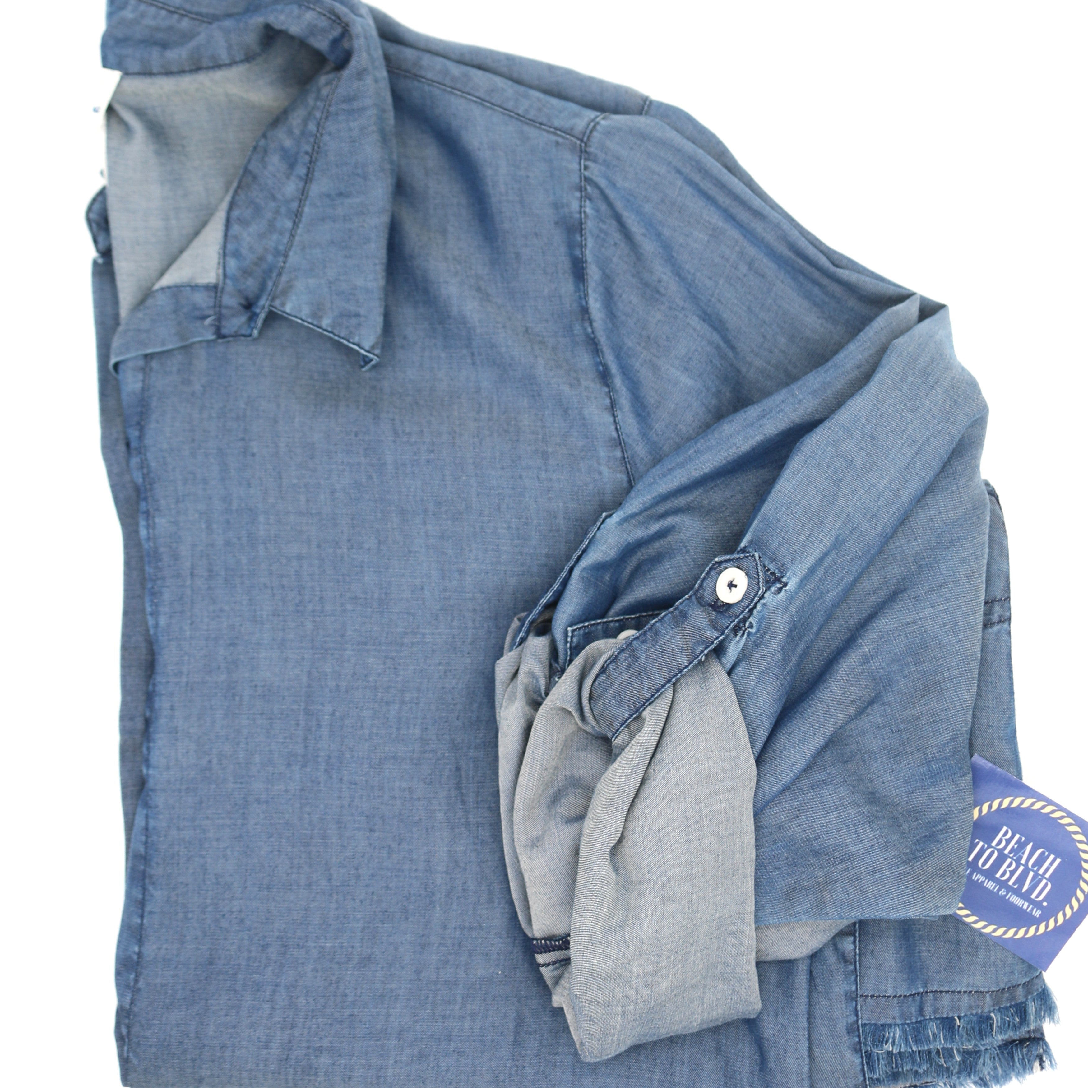 Tommy Bahama Women's Chambray Boyfriend Beach Shirt - BeachToBlvd