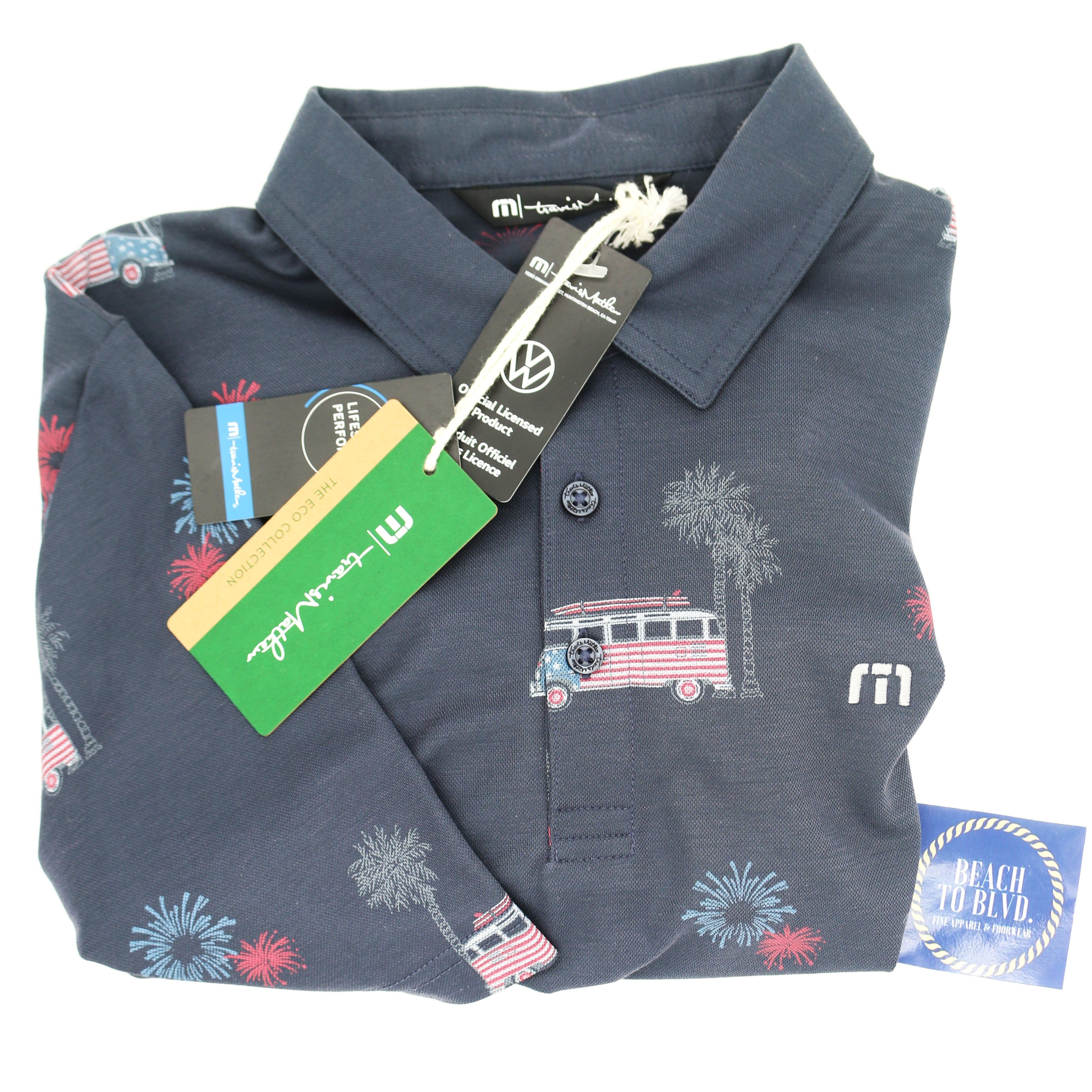 Travis Mathew Firework Display Men's Performance Polo - Blue Nights - BeachToBlvd