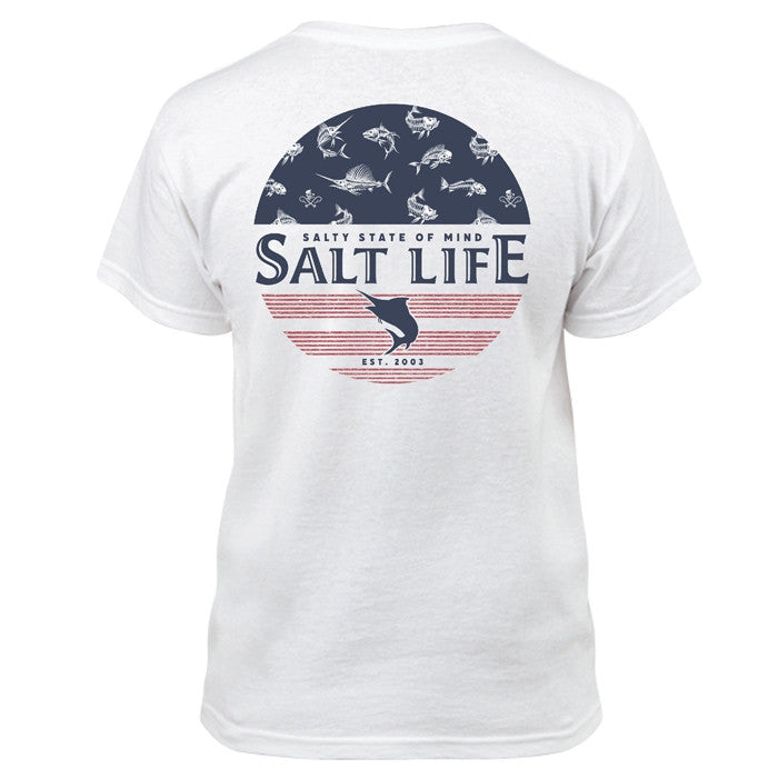 Salt Life Salty Honor Bones Short Sleeve Pocket Tee- LIGHT GREY HEATHER - BeachToBlvd