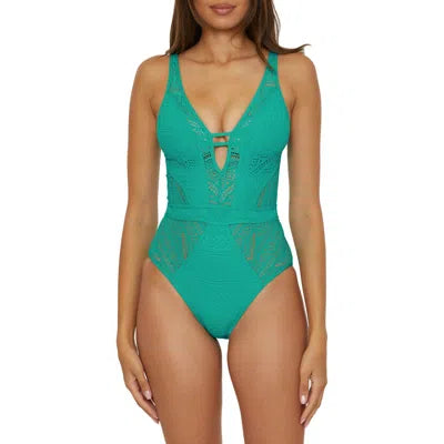 BECCA by Rebecca Crochet Plunge One Piece Swimsuit