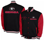 Franchise Club Men's Georgia Bulldogs Club Fleece Snap Jacket -Gray/Red