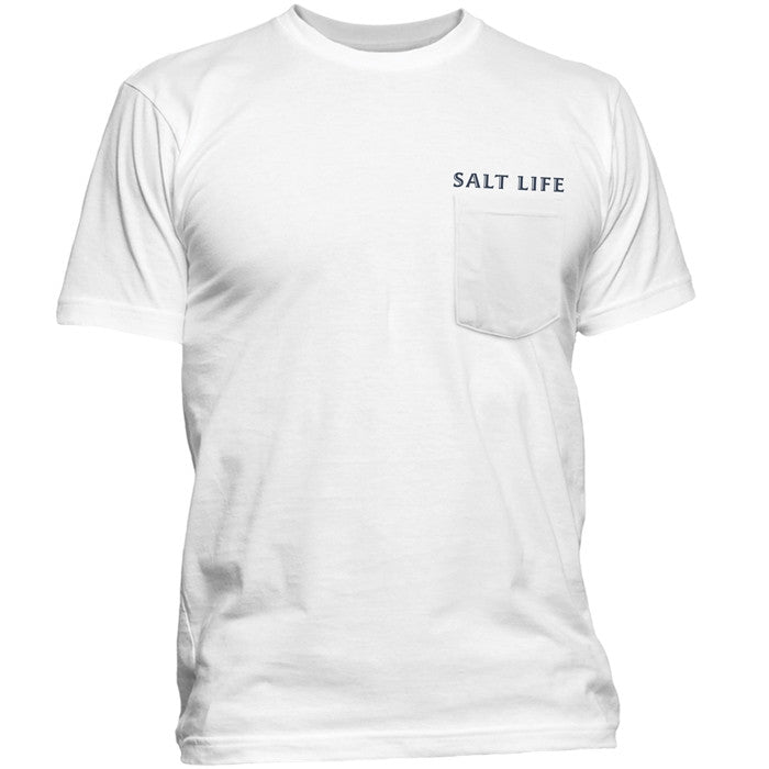 Salt Life Salty Honor Bones Short Sleeve Pocket Tee- LIGHT GREY HEATHER - BeachToBlvd