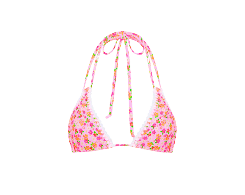 Kulani Kinis Crochet Halter Bikini Top - Frangipani Fever - BeachToBlvd
