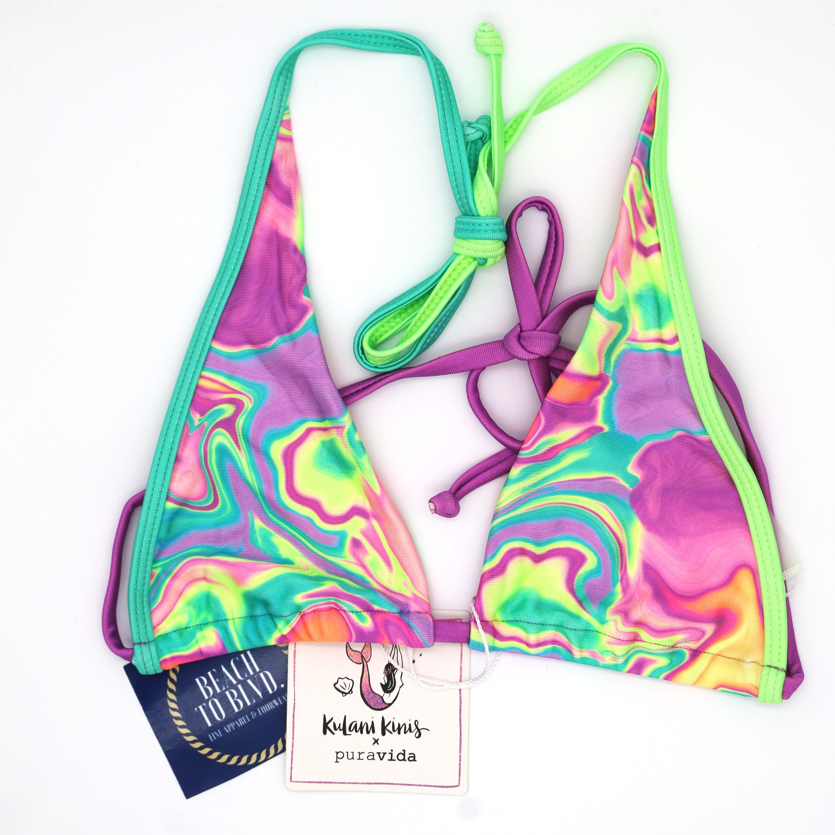 Kulani Kinis Bind Tie Halter Bikini Top- Calypso Castaway