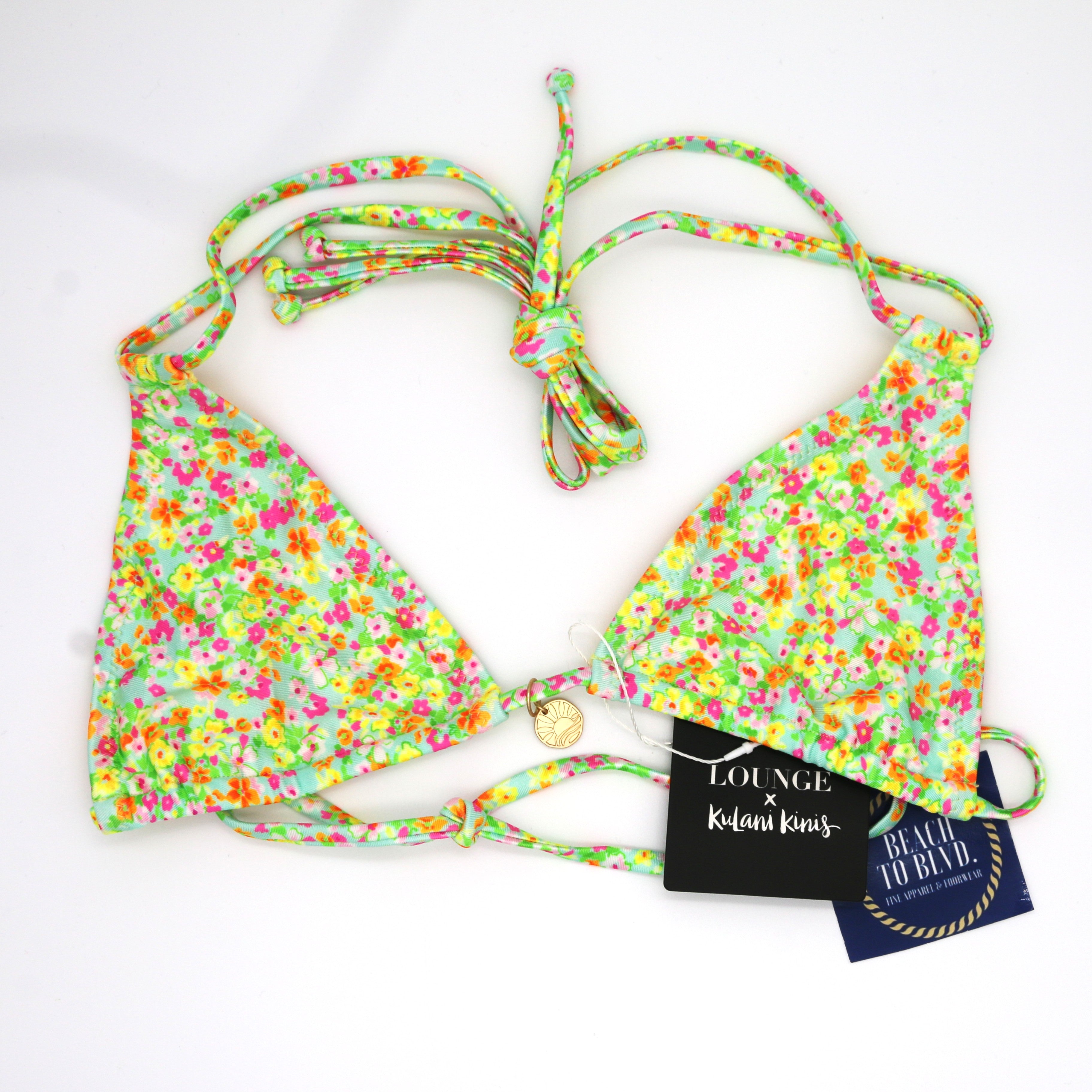 Kulani Kinis Halter Bralette Bikini Top - Wildflower - BeachToBlvd
