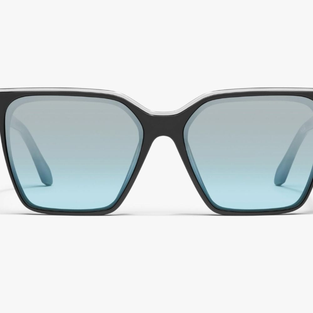 Quay Level Up Sunglasses- Black/Silver Turquoise Flash