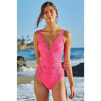 BECCA by Rebecca Crochet Plunge One Piece Swimsuit