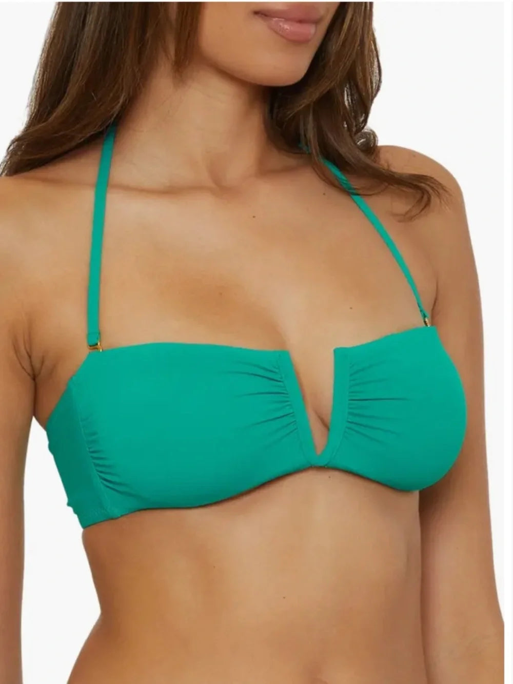 BECCA by Rebecca Teal Bandeau Bikini Top with Removable Halter Strap