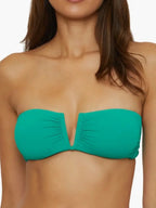 BECCA by Rebecca Teal Bandeau Bikini Top with Removable Halter Strap