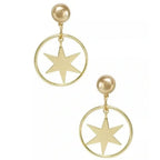 Ettika Star Hoop Dangle Earrings 18KP‎ Statement Dramatic Bold Night Out