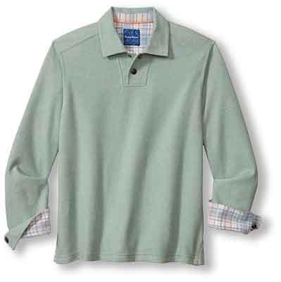 Tommy Bahama Las Arias Long Sleeve Polo - Azure Water Heather - BeachToBlvd