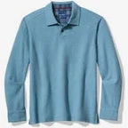 Tommy Bahama Las Arias Long Sleeve Polo - Corfu Blue Heather - BeachToBlvd