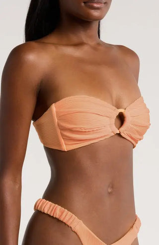 Kulani Kinis Strapless Bandeau Bikini Top - Mango Ribbed - BeachToBlvd