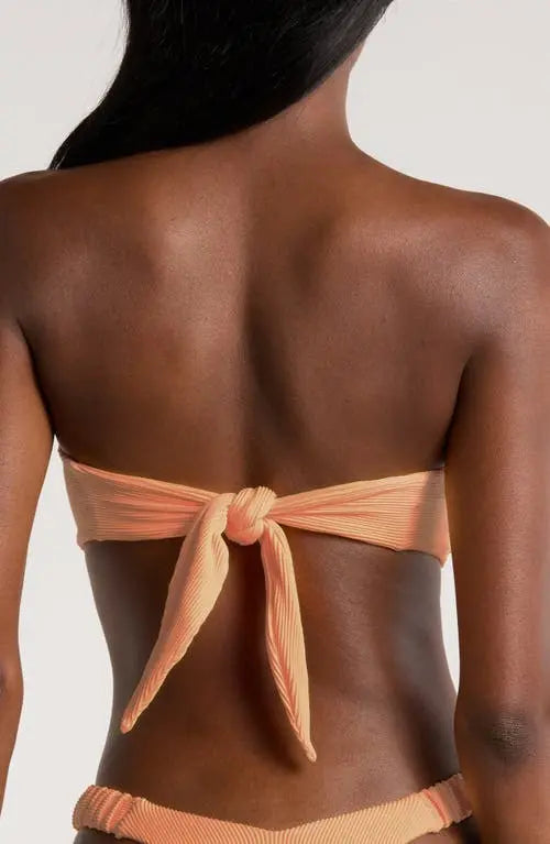 Kulani Kinis Strapless Bandeau Bikini Top - Mango Ribbed - BeachToBlvd