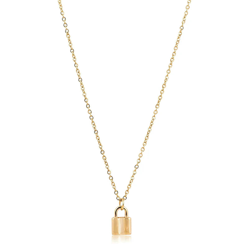 Sahira Mini Lock Necklace Gold