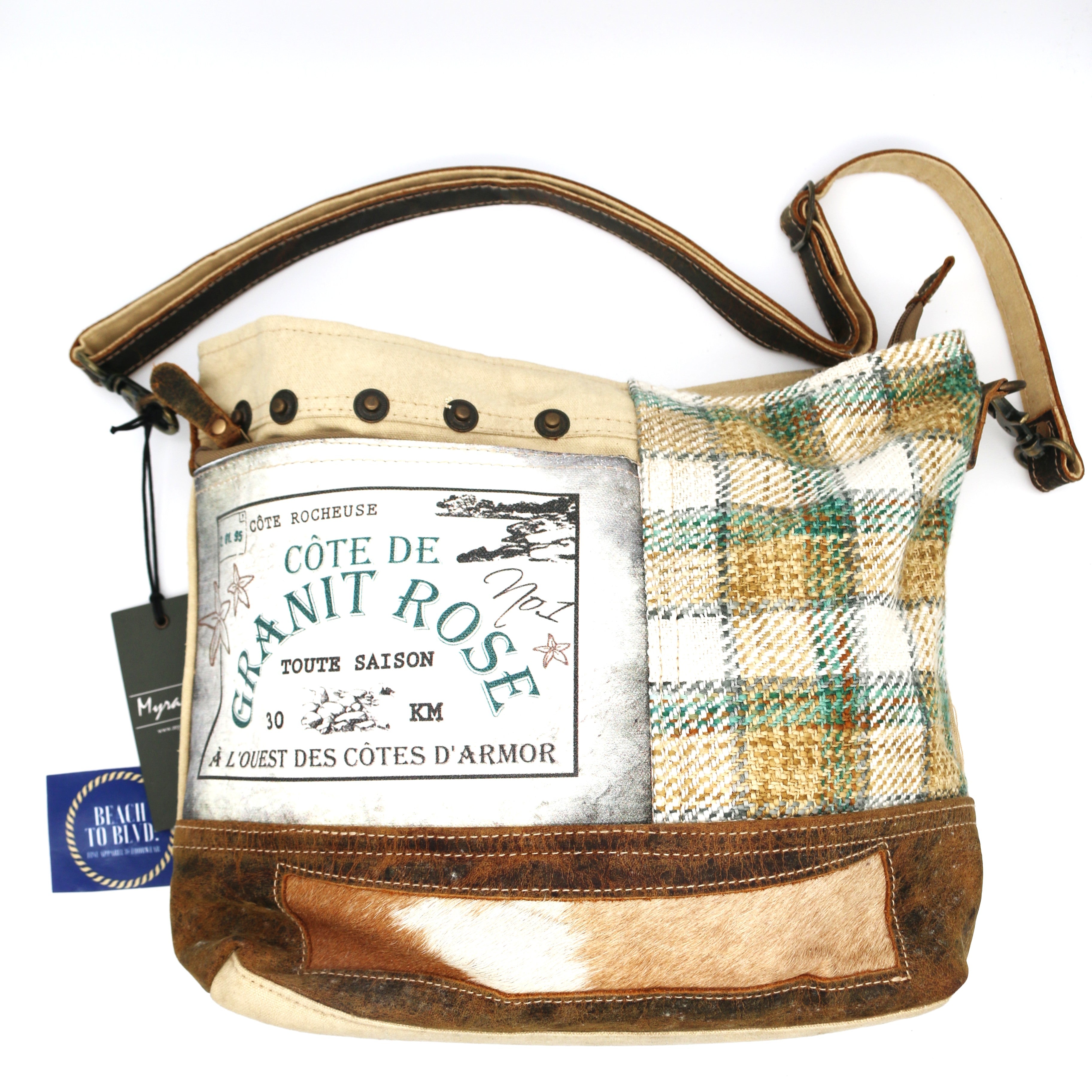 Myra Plaid Granit Rose Crossbody Bag - BeachToBlvd