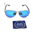 Oakley Feedback Sunglasses Chrome Frame w\ Prizm Sapphire Polarized Lenses - BeachToBlvd