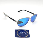 Oakley Feedback Sunglasses Chrome Frame w\ Prizm Sapphire Polarized Lenses - BeachToBlvd