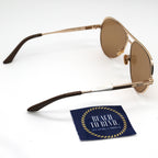Quay OPEN TAB- Brushed Gold Doe Frame / Tan Lens