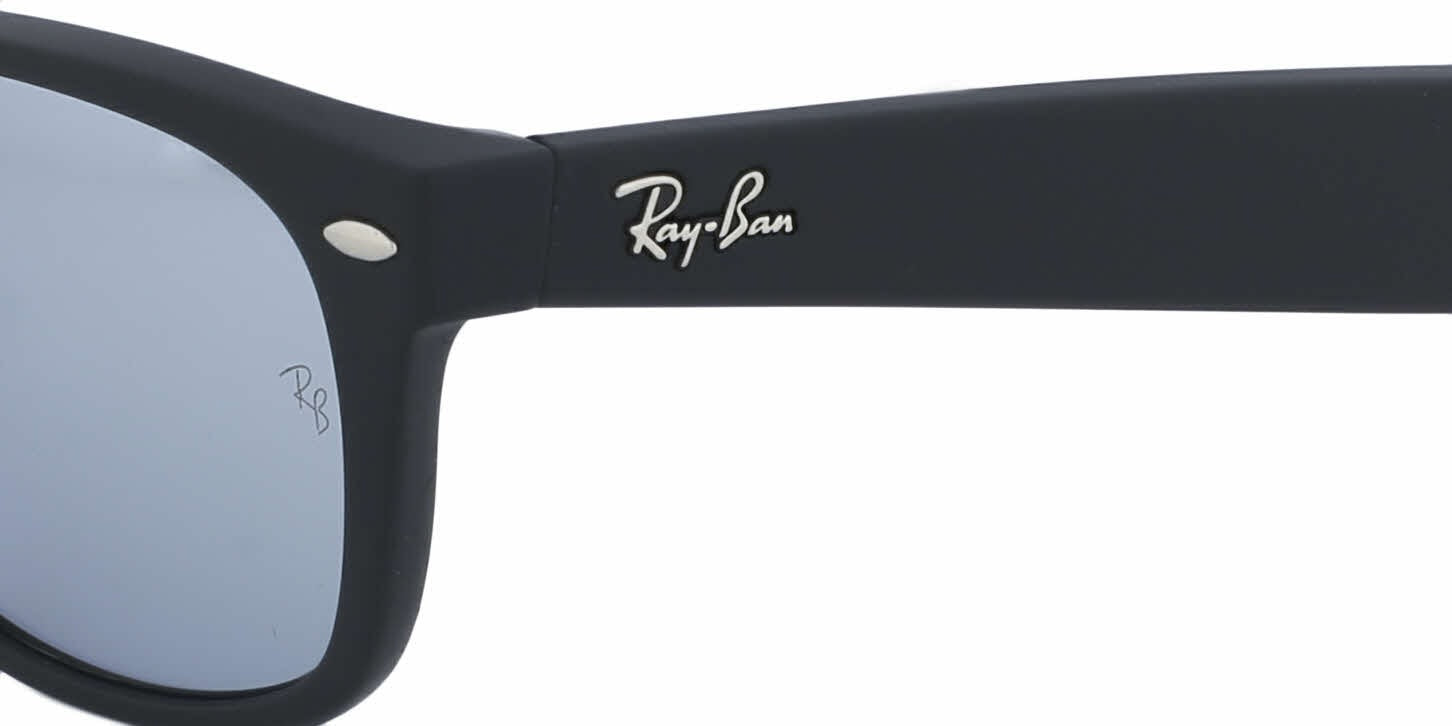 Ray-Ban RB2132 New Wayfarer- Rubber Black / Green Mirror Silver Lens (622/30)