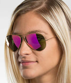 Ray-Ban RB3025 Metal Aviator- Matte Gold / Brown Mirror Fucsia Polarized Lens (112/1Q)