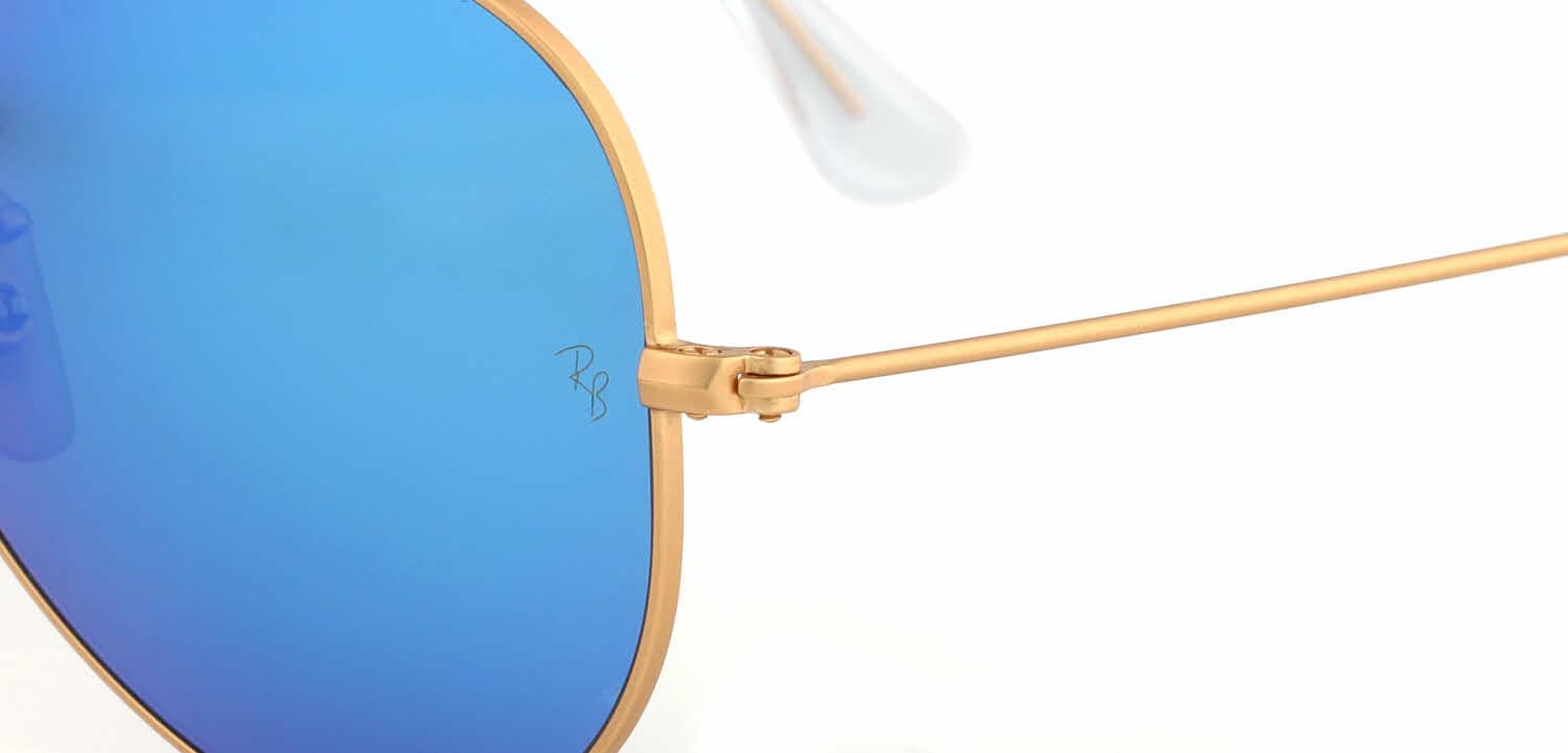 Ray-Ban RB3025 Large Metal Aviator-Matte Gold / Crystal Green Mirror Multi Blue Lens (112/17)