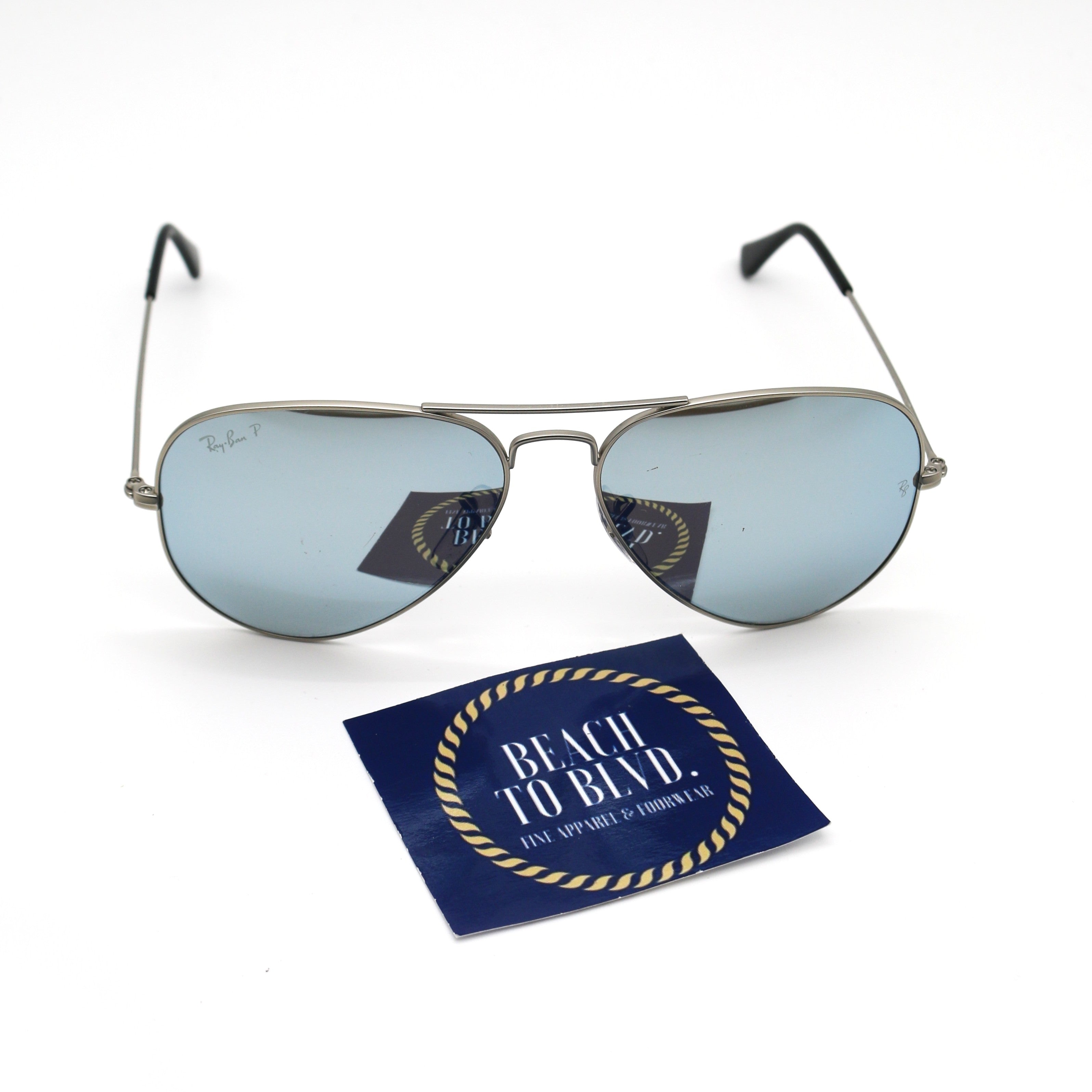 Ray-Ban RB3025 Aviator Mirror Polarized Sunglasses - Silver Frame \ Dark Grey Mirror Lenses - BeachToBlvd