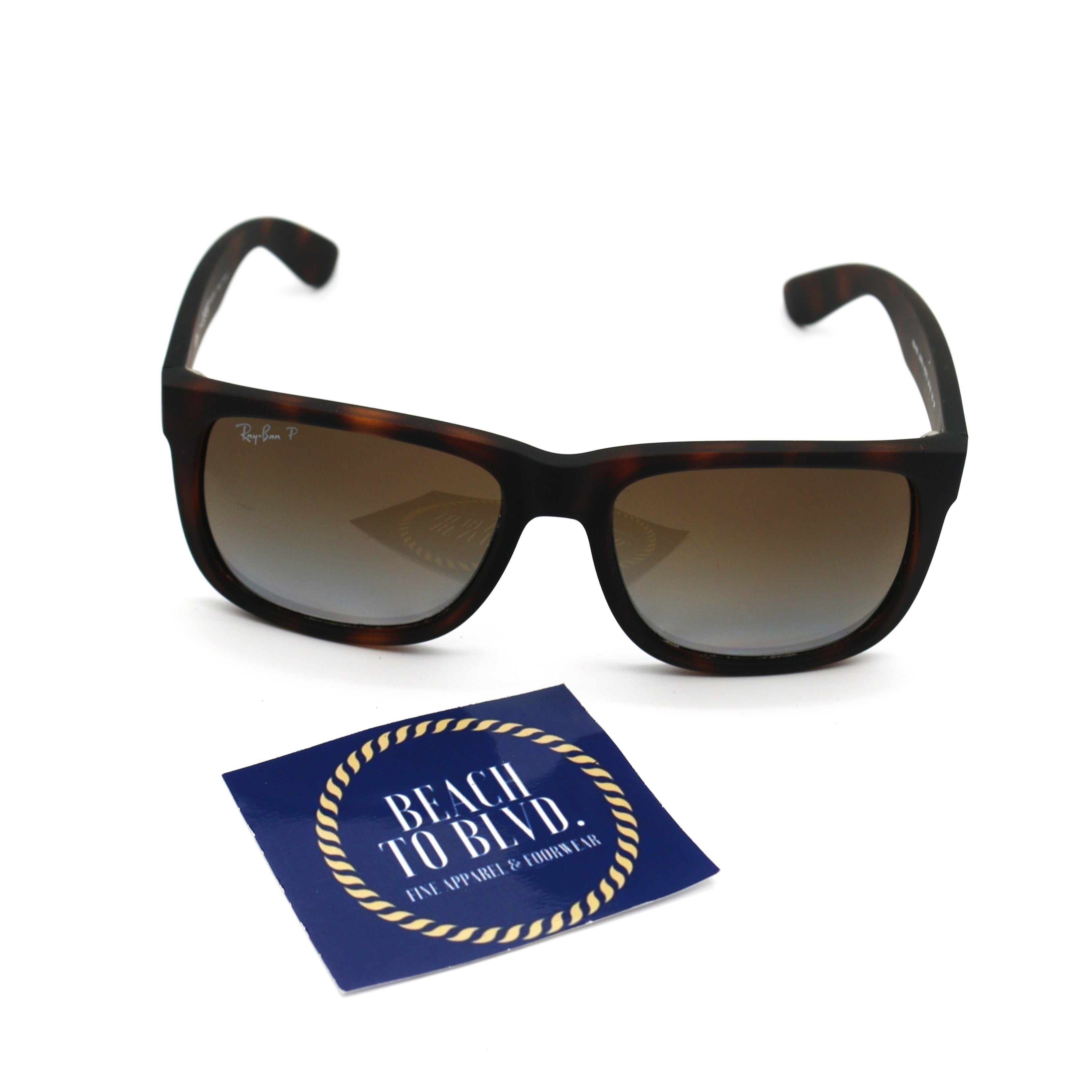 Ray-Ban RB4165 Justin- Matte Havana Rubber / Polarized Brown Gradient Lens (865/T5)
