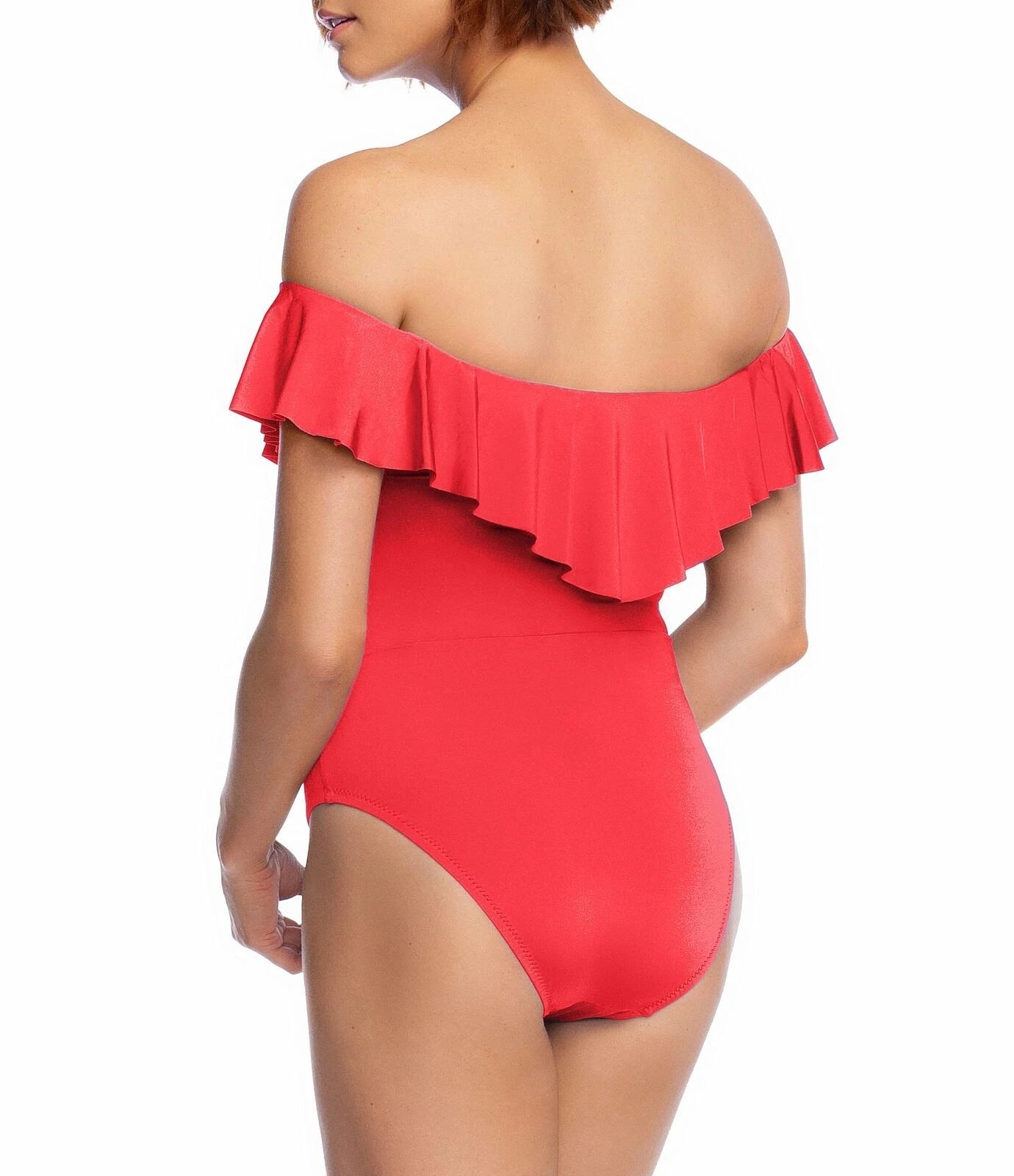 Trina Turk TT8BF11 Off the Shoulder One-Piece Swimsuit- Blue or Red