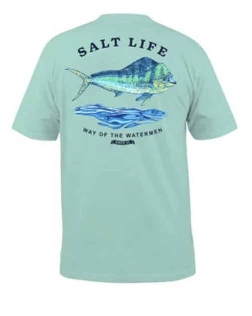 SALT LIFE WHITE "MAHI BOUND" S/S POCKET T-SHIRT MEN'S NWT - BeachToBlvd