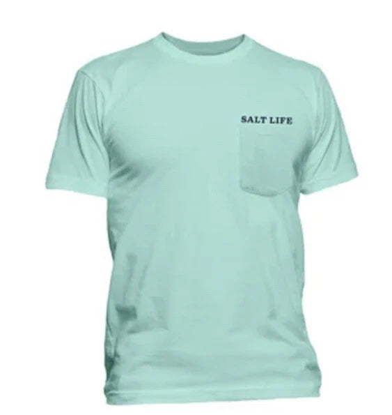SALT LIFE WHITE "MAHI BOUND" S/S POCKET T-SHIRT MEN'S NWT - BeachToBlvd